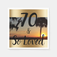70 e tão amada Palm Sunset Aniversário Napkins