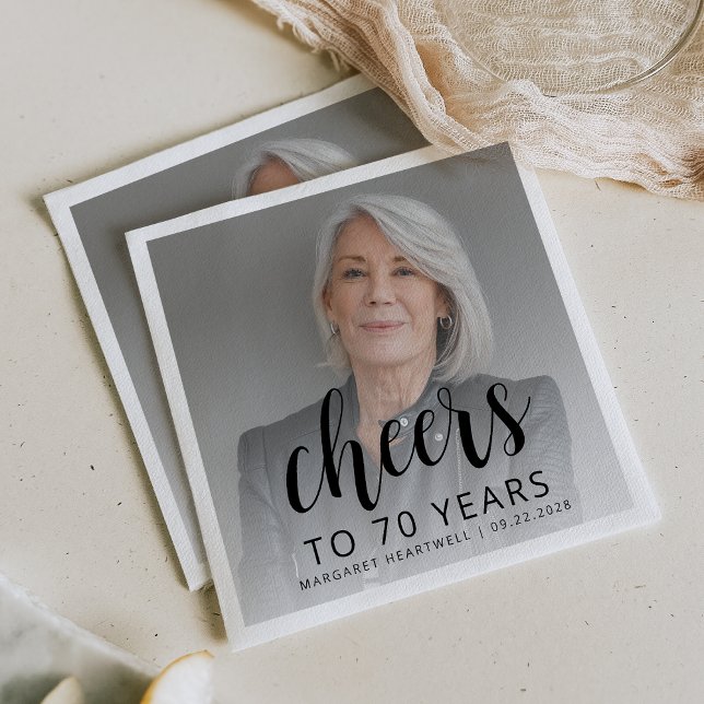 Guardanapo De Papel 70 Festa de aniversário Foto Preto Cheque (Criador carregado)