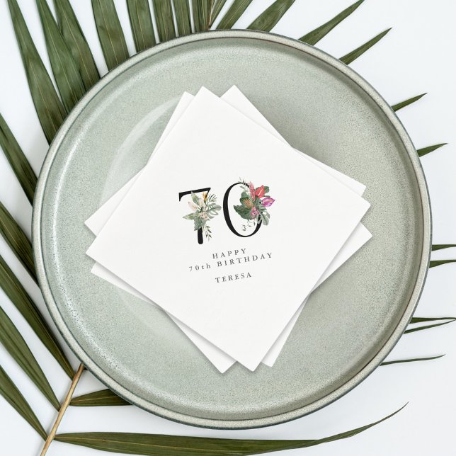 Guardanapo De Papel 70th Birthday Simple Elegant Tropical Invitation (Criador carregado)