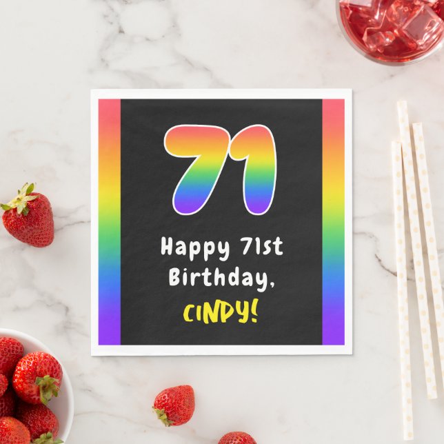 Guardanapo De Papel 71st Birthday: Rainbow Spectrum # 71, Custom Name (Insitu)