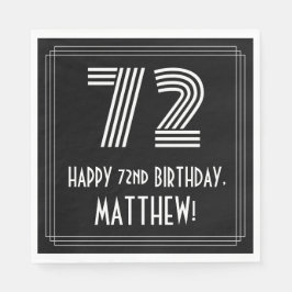 Guardanapo De Papel 72.º Aniversário: Art Deco Inspira "72" + Nome