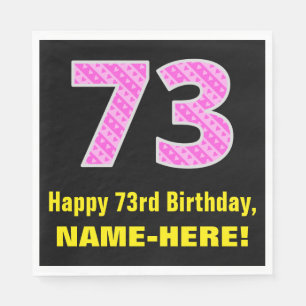 Guardanapo De Papel 73.o aniversário: Listras e Corações Rosa "73"