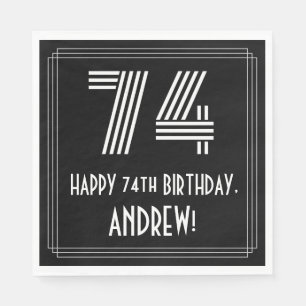 Guardanapo De Papel 74.o aniversário: Art Deco Inspira "74" + Nome