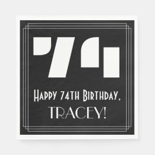 Guardanapo De Papel 74.o aniversário: Art Deco Inspira "74" + Nome