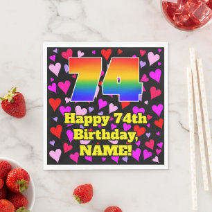 Guardanapo De Papel 74.o Aniversário: Padrão de coração adorável,