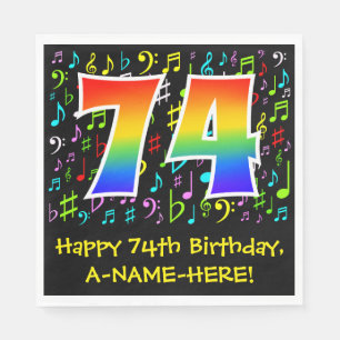 Guardanapo De Papel 74.o aniversário - Símbolos de música coloridos