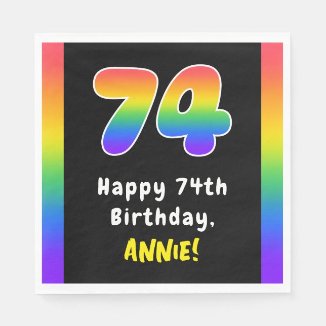 Guardanapo De Papel 74th Birthday: Rainbow Spectrum # 74, Custom Name (Frente)