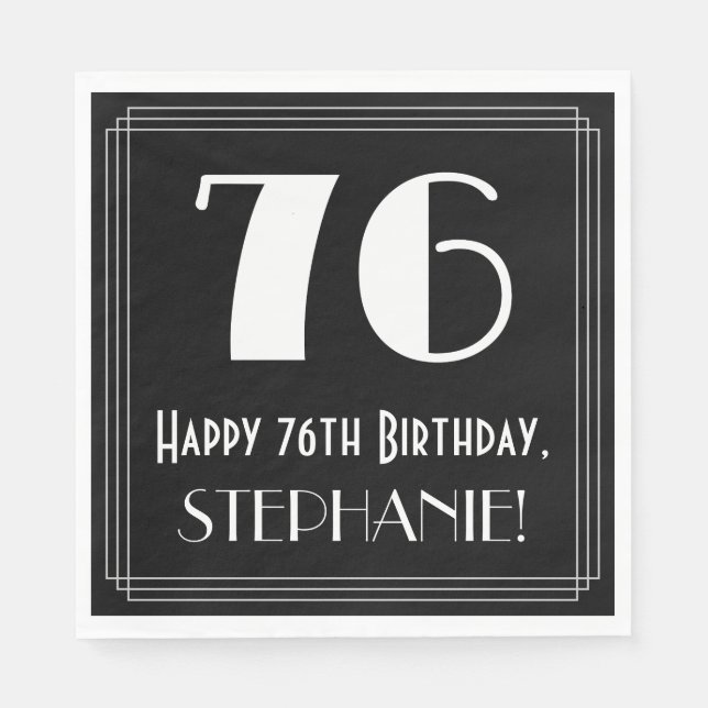 Guardanapo De Papel 76º aniversário ~ Arte Deco Inspirou "76", Nome (Frente)