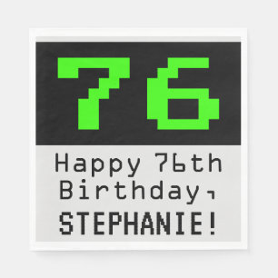 Guardanapo De Papel 76º aniversário - Estilo Nerdy / Geeky "76" & No