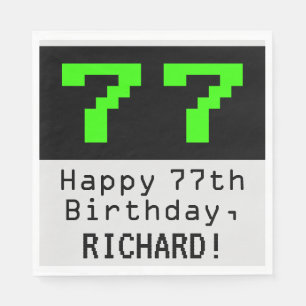 Guardanapo De Papel 77.º aniversário - Estilo Nerdy / Geeky "77" & N