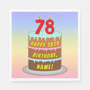 Guardanapo De Papel 78.º aniversário: Bolo e Velas Divertidas + Nome P