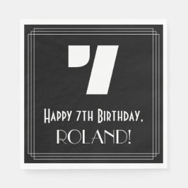 Guardanapo De Papel 7 Aniversário: Art Deco Inspira "7" + Nome