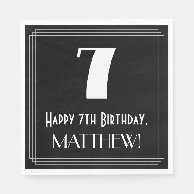 Guardanapo De Papel 7 Aniversário ~ Arte Deco Inspirou "7" (Frente)