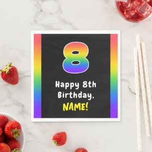 Guardanapo De Papel 8º aniversário: Rainbow Spectrum # 8, Custom Name