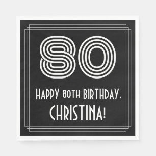 Guardanapo De Papel 80 Aniversário: Art Deco Inspira "80" + Nome