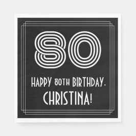 Guardanapo De Papel 80 Aniversário: Art Deco Inspirou "80" + Nome