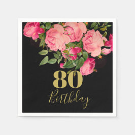 Guardanapo De Papel 80 Birthday 80 Black Dourado Elegante