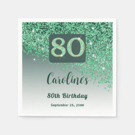 Guardanapo De Papel 80 Birthday Bonito Glitter Verde