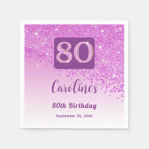Guardanapo De Papel 80 Birthday Bonito Rosa Brilhante Napkins