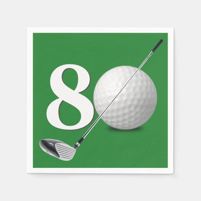 Guardanapo De Papel 80 Birthday Golf Ball And Club (Frente)