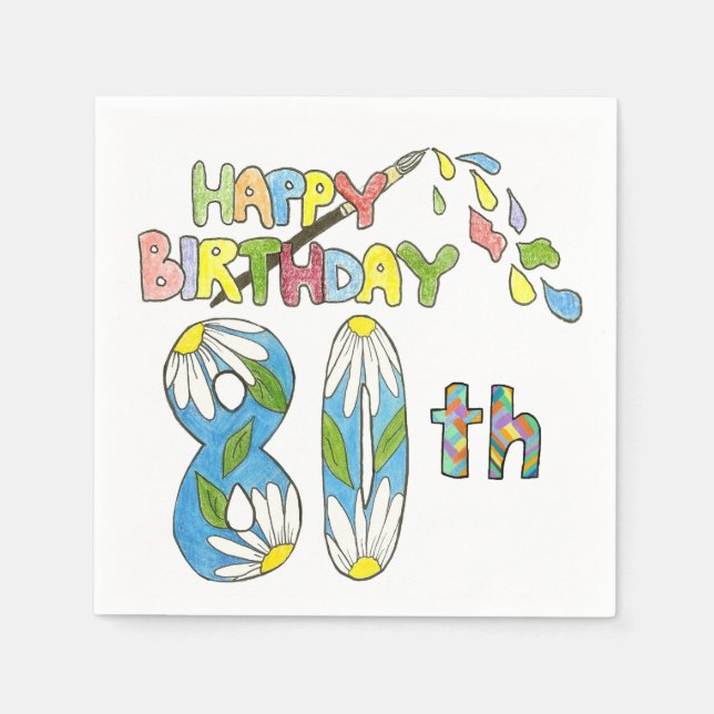 Guardanapo De Papel 80 Birthday Paper Napkins (Frente)