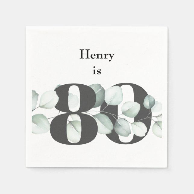 Guardanapo De Papel 80 Birthday Personalizado Cocktail Napkins (Frente)