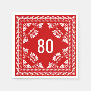 Guardanapo De Papel 80 Birthday Red Bandana