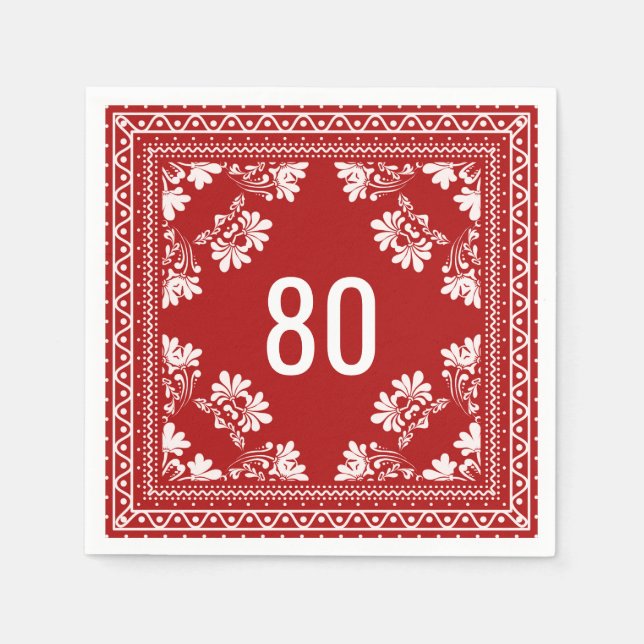 Guardanapo De Papel 80 Birthday Red Bandana (Frente)