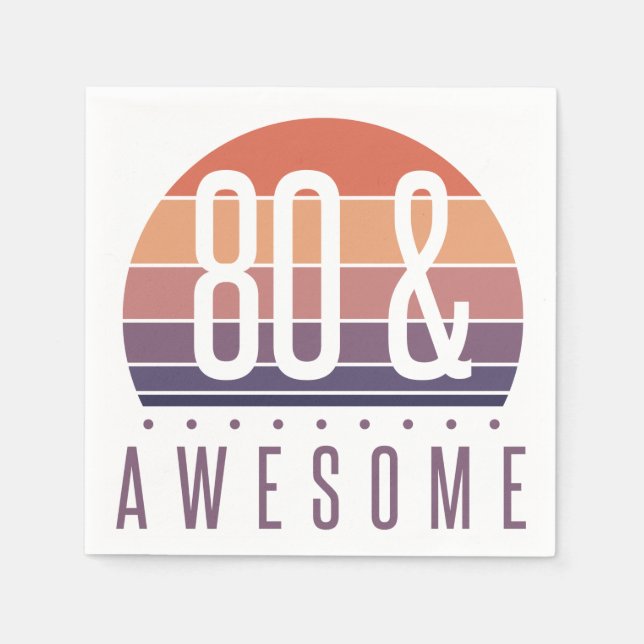Guardanapo De Papel 80 Birthday Retro Sunset (Frente)