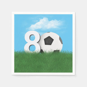 Guardanapo De Papel 80 Birthday Soccer Ball in Green Grass