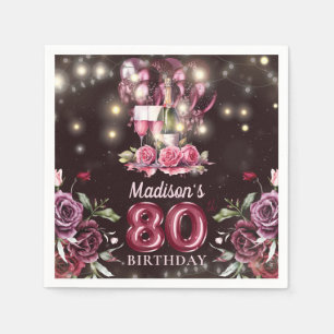 Guardanapo De Papel 80 de Aniversário do Vinho e Balões Personalizado