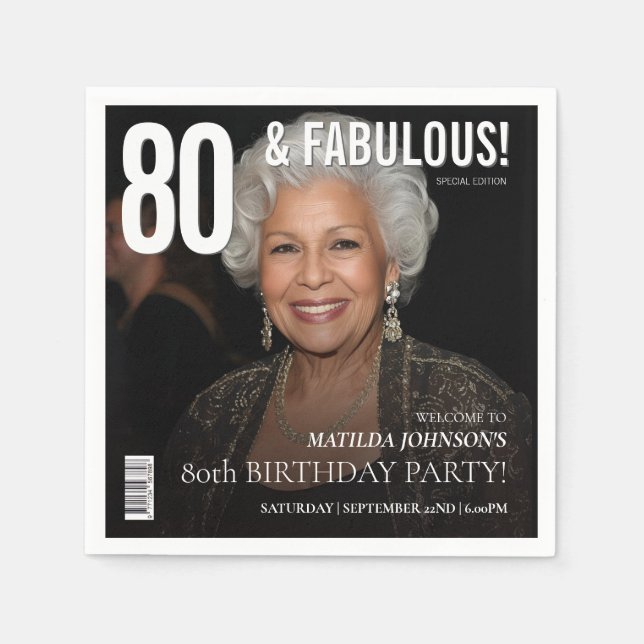Guardanapo De Papel 80 Fabulous Magazine Cover 80th Birthday  (Frente)
