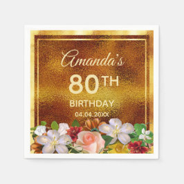 Guardanapo De Papel 80 festa de aniversário de flores brancas cor-de-r