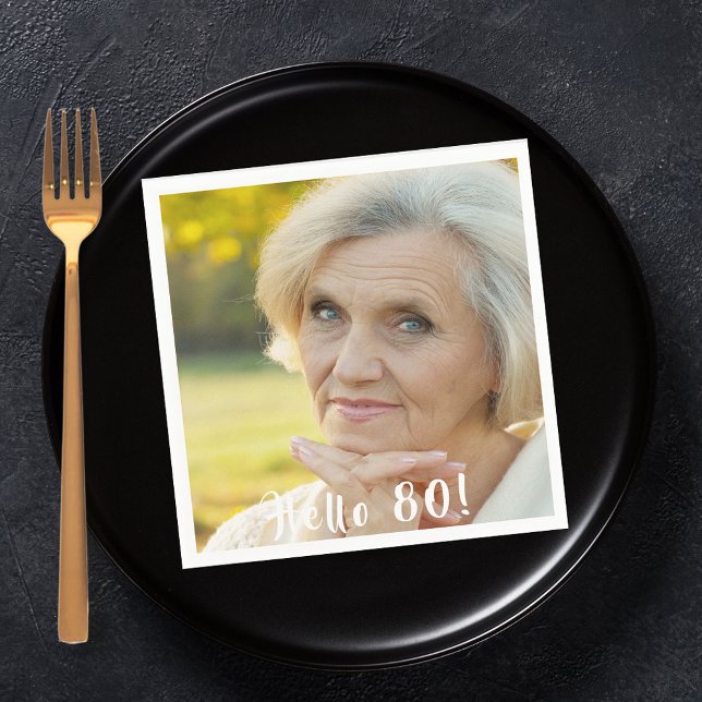 Guardanapo De Papel 80 festa de aniversário foto saudação 80 mulheres (Criador carregado)