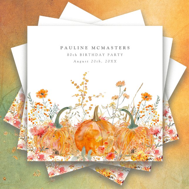 Guardanapo De Papel 80 Festa de aniversário Pumpkin Wildflower Persona (Criador carregado)