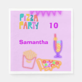 Guardanapo De Papel 80s Pizza Party Napkins - Neon Arcade Design
