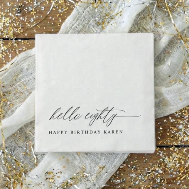 Guardanapo De Papel 80th Birthday Party Hello 80 Modern Milestone (80th birthday party napkins - modern elegant hello eighty birthday party decor - milestone)