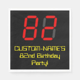 Guardanapo De Papel 82º Aniversário: Estilo de Relógio Digital Vermelh