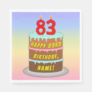 Guardanapo De Papel 83º aniversário: Bolo e Velas Divertidas + Nome Pe