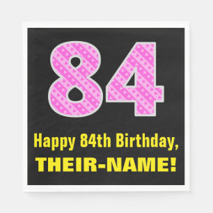 Guardanapo De Papel 84.o aniversário: Listras e Corações Rosa "84"