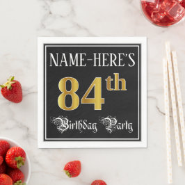 Guardanapo De Papel 84th Birthday Party — Fancy Script, Faux Gold Look