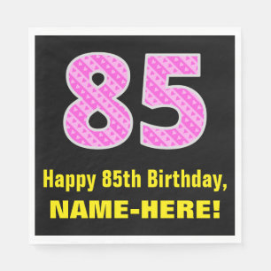 Guardanapo De Papel 85.o aniversário: Listras e Corações Rosa "85"