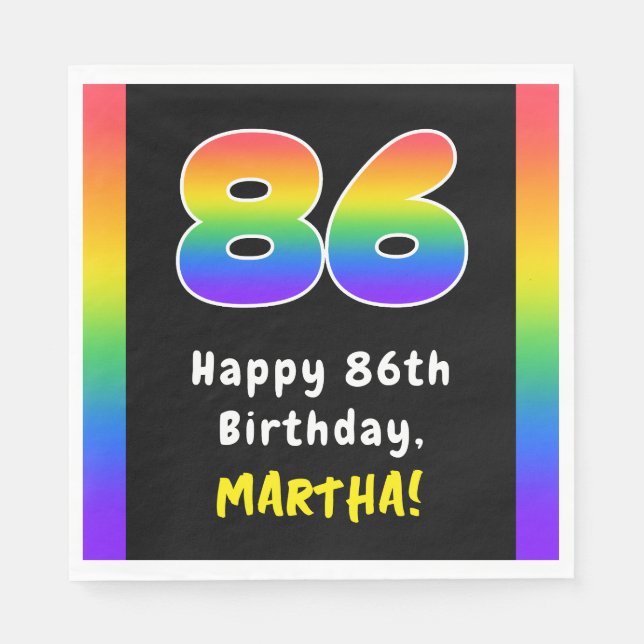 Guardanapo De Papel 86th Birthday: Rainbow Spectrum # 86, Custom Name (Frente)