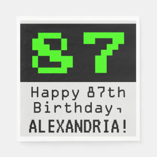 Guardanapo De Papel 87º aniversário - Estilo Nerdy / Geeky "87" & No