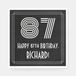 Guardanapo De Papel 87.º aniversário: Arte Deco Inspirou "87" + Nome