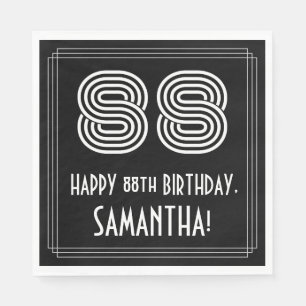 Guardanapo De Papel 88.o aniversário: Art Deco Inspira "88" + Nome