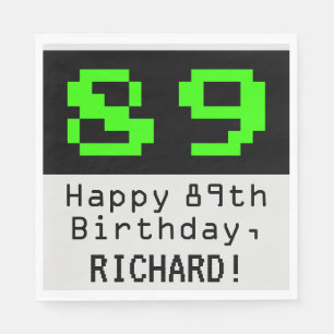 Guardanapo De Papel 89º aniversário - Estilo Nerdy / Geeky "89" & No