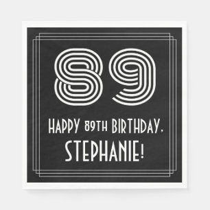 Guardanapo De Papel 89.o aniversário: Art Deco Inspira "89" + Nome
