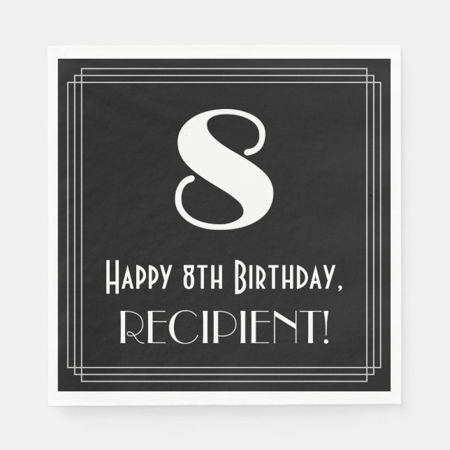 Guardanapo De Papel 8.º aniversário ~ Arte Deco Inspirou "8" (Frente)