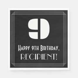 Guardanapo De Papel 9º aniversário: Art Deco Inspira "9" + Nome